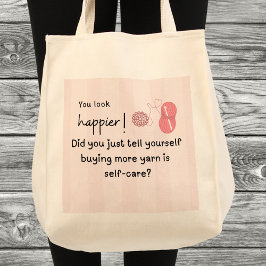 Je ziet er gelukkiger uit! grappig garen tote bag