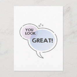 Je ziet er geweldig uit in een tekstbericht in de  briefkaart