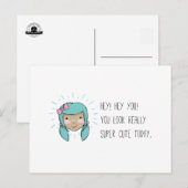 "Je ziet er leuk uit" Briefkaart (Kunst van Em Som (Voorkant / Achterkant)