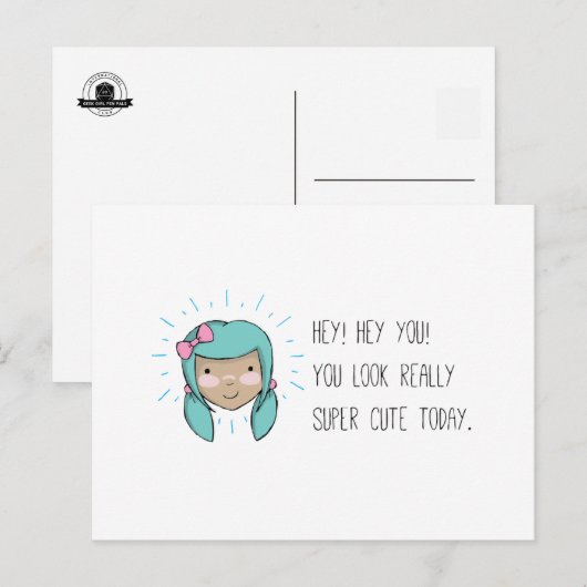 "Je ziet er leuk uit" Briefkaart (Kunst van Em Som (Voorkant / Achterkant)