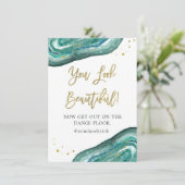 Je ziet er prachtig uit | Blauwgroen Geode en goud Kaart (Staand voorkant)