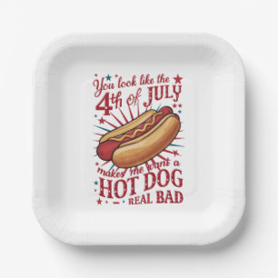 Je ziet eruit als 4 juli, dat doet me een hotdog w papieren bordje