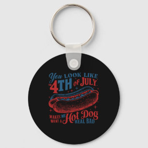 Je ziet eruit als de 4 juli Hot Dog Patriotic Wo Sleutelhanger