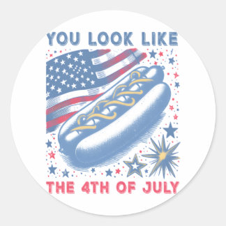 Je ziet eruit als de 4 juli hotdog virale luiaard ronde sticker