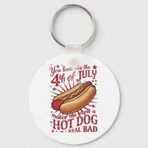 Je ziet eruit als de 4 juli waardoor ik een hotdog sleutelhanger