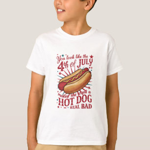 Je ziet eruit als de 4e juli waardoor ik een hotdo t-shirt