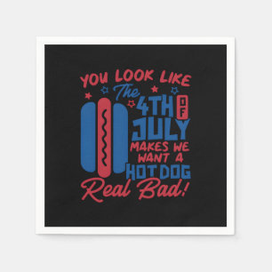 Je ziet eruit alsof de 4e juli me hotdog doet will servet