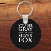 Je ziet grijs, ik zie een zilveren fox sleutelhanger (Voorkant)