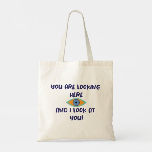 Je ziet hier grappige tekst tote bag (Achterkant)