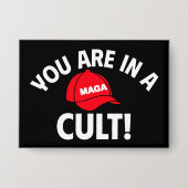 Je zit in een cultus! | Vetgedrukte rode Petten Bu Button (Voorkant)