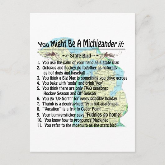 Je zou een Michigander kunnen zijn als: Briefkaart (Voorkant)