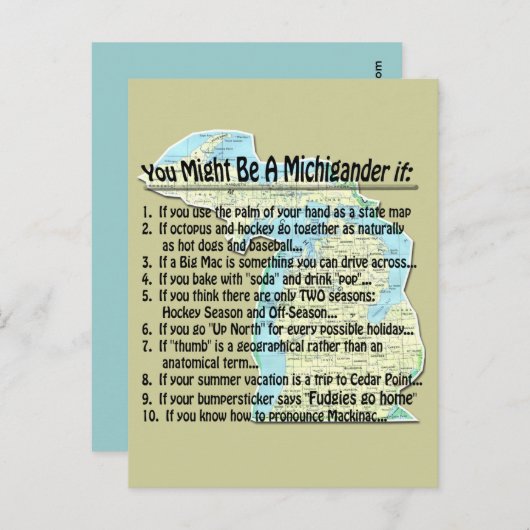 Je zou een Michigander kunnen zijn als: Briefkaart (Voorkant / Achterkant)