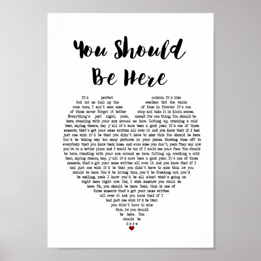 Je zou hier moeten zijn om een songlyrische wandku poster (Voorkant)