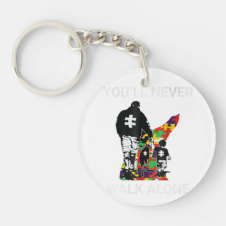 Je zult nooit alleen shirt t-shirt voor kinderen, sleutelhanger