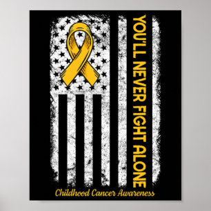 Je zult nooit alleen vechten vlag kinderkanker weg poster
