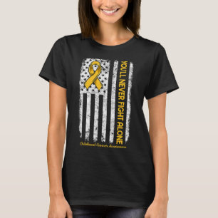 Je zult nooit alleen vechten vlag kinderkanker weg t-shirt