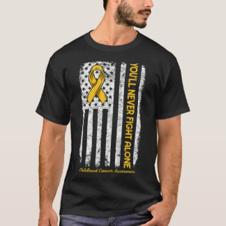 Je zult nooit alleen vechten vlag kinderkanker weg t-shirt