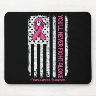 Je zult nooit alleen vechten Vlag Roze borstkanker Muismat