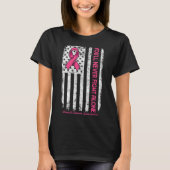 Je zult nooit vechten alleen vlag roze borstkanker t-shirt (Voorkant)