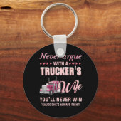 Je zult nooit winnen met een trucker vrouw. sleutelhanger (Voorkant)