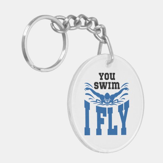Je zwemt vlinder die ik vlieg sleutelhanger (Voorkant Links)