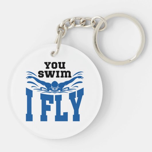Je zwemt vlinder die ik vlieg sleutelhanger (Achterkant)