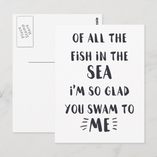 Je zwom tegen me in - briefkaart voor zwart-wit ci (Voorkant / Achterkant)