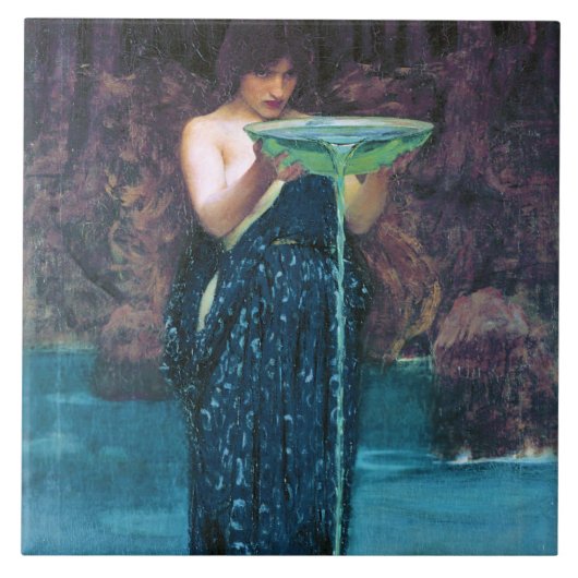 Jealous Circe, John William Waterhouse Tegeltje (Voorkant)