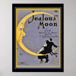 "Jealous Moon" Art Deco Sheet Music Hoesje 12 x 16 Poster