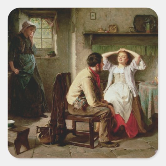 Jealousy en Flirtation Vierkante Sticker (Voorkant)