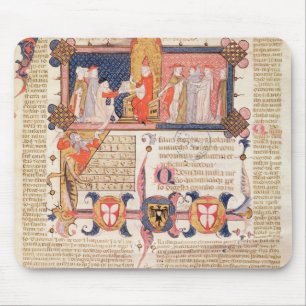 Jean Andre presenteert zijn werk aan Pope Clement  Muismat