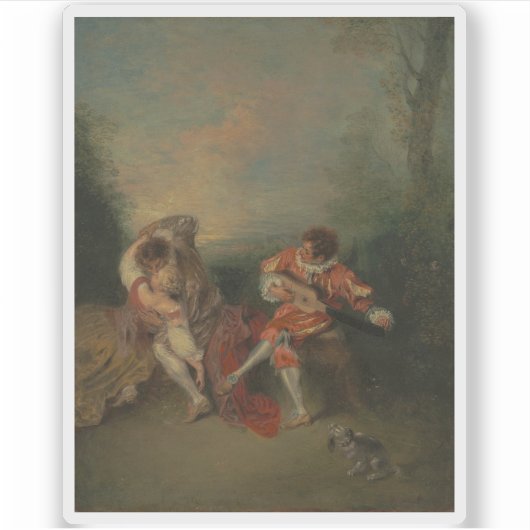 Jean-Antoine Watteau - La Surprise Sticker (Voorkant)