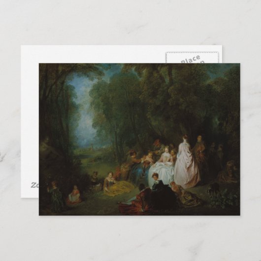 Jean-Antoine Watteau - Pastoral Gathering Briefkaart (Voorkant / Achterkant)