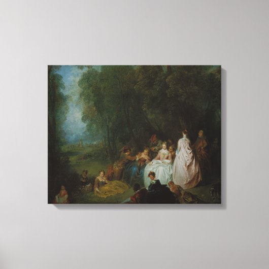 Jean-Antoine Watteau - Pastoral Gathering Canvas Afdruk (Voorkant)