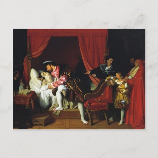 Jean Auguste Ingres - Dood van Leonardo da Vinci Briefkaart (Voorkant)
