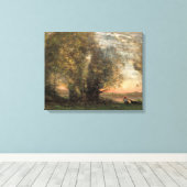 Jean-Baptiste-Camille Corot - De vissers Canvas Afdruk (Insitu (Houten vloer))