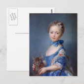 Jean-Baptiste Perronneau: Meisje met Kitten Briefkaart (Voorkant / Achterkant)