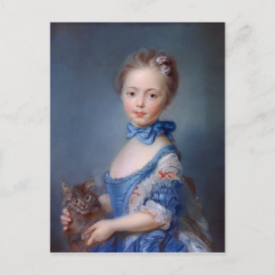 Jean-Baptiste Perronneau: Meisje met Kitten Briefkaart
