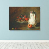 Jean-Baptiste Simeon Chardin - Een kom pruimen Canvas Afdruk (Insitu (Houten vloer))