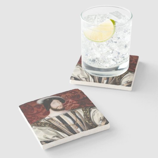 Jean Clouet - Francois I, koning van Frankrijk Stenen Onderzetter (Zijkant)