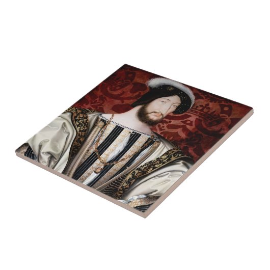 Jean Clouet - Francois I, koning van Frankrijk Tegeltje (Zijkant)