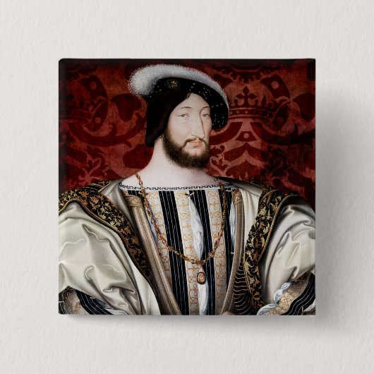 Jean Clouet - Francois I, koning van Frankrijk Vierkante Button 5,1 Cm (Voorkant)