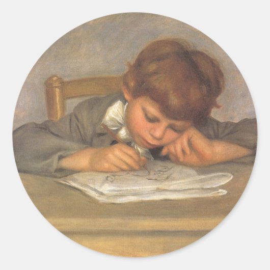 Jean Drawing by Pierre Renoir,  Fine Art Ronde Sticker (Voorkant)