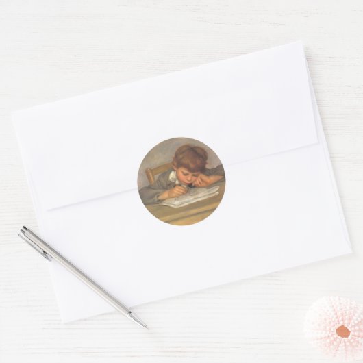 Jean Drawing by Pierre Renoir,  Fine Art Ronde Sticker (Envelop)