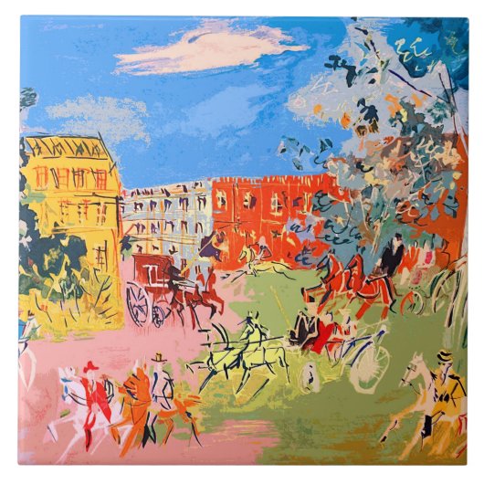 Jean Dufy Horsemen Keramische Tegel Tegeltje (Voorkant)