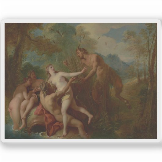 Jean-François de Troy - Pan en Syrinx Sticker (Voorkant)