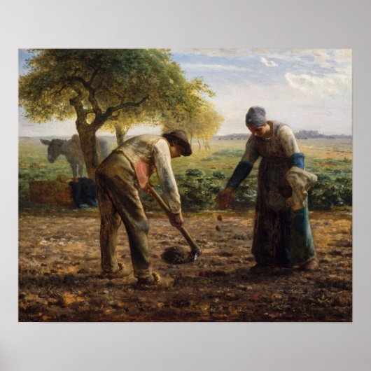 Jean-Francois Millet - Aardappelplanten Poster (Voorkant)