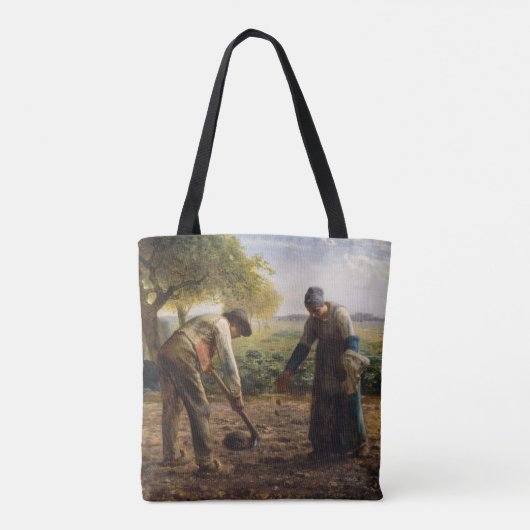 Jean-Francois Millet - Aardappelplanten Tote Bag (Achterkant)