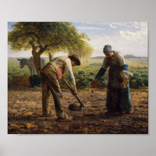Jean-Francois Millet - Aardappelplanters Poster