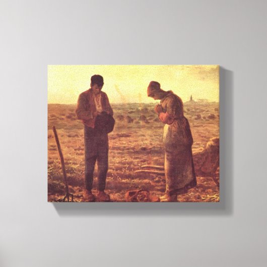 Jean-Francois Millet- De Angelus Canvas Afdruk (Voorkant)